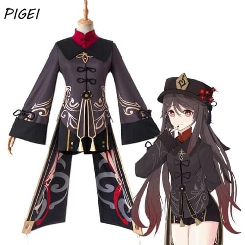 Game Genshin Impact Hutao Cosplay Costumes Dress Halloween Genshin Impact Hu Tao Uniforms Wig Shoes Full Sets for Women Girls