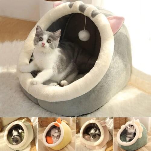 D2 Cat Bed Warm Pet Basket Cozy Kitten Lounger Cushion Cat House Tent Very Soft Small Dog Mat Bag For Washable Cave Cats Beds