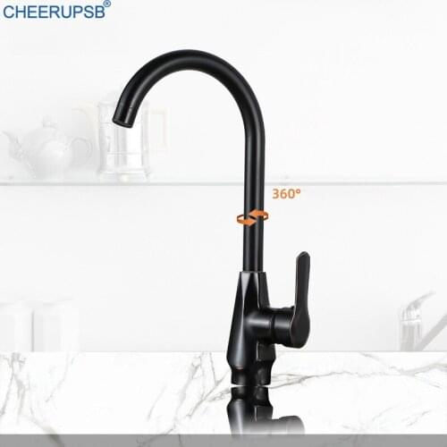 Kitchen Sink Tap Hot Cold Water Mixer Copper Faucet Vintage Bronze Black 360 Degree Swivel Crane Column Stream Deck Mount Taps
