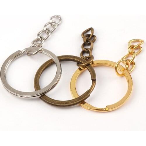 28mm Metal Stainless Tone Circle Key Chains & Key Rings Keychain Charms Pendant DIY Keychain Key Ring Jewelry Finding