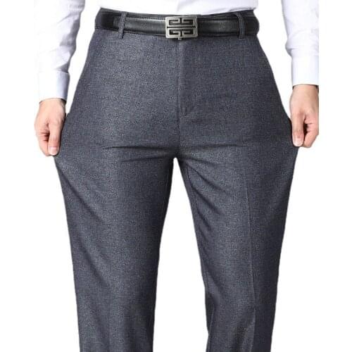 2021 Summer Mens Business High Waist Straight Trousers Solid Color Loose Casual Pants