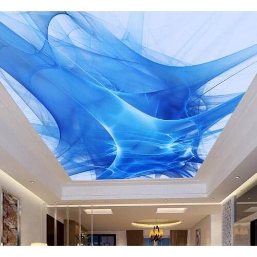 Customize high quality 3D wall paper for ceiling Blue Colorful 3D ceiling murals wallpapers for living room ceiling-wall-paper