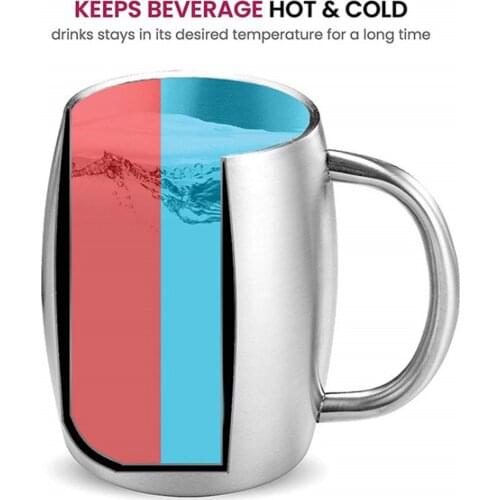 Stainless Metal Coffee Mug Double Wall Insulated Tea Beer Cup with Lid Tough