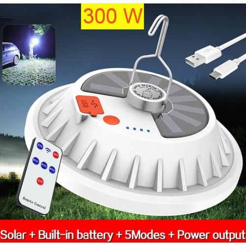 300W Rechargeable LED Bulb Lamp Remote Control Solar Charge Lantern Portable Emergency Night Market Light Outdoor Camping Home