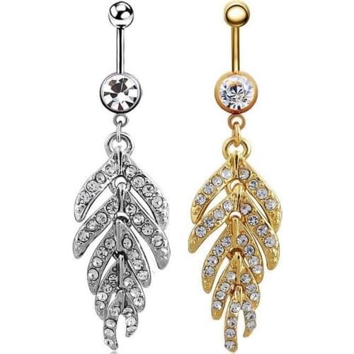 Sexy Dangling Belly Button Piercing Stainless Steel Silver Gold Color Woman Body Accessories Sexy Women Jewelry Navel Piercings