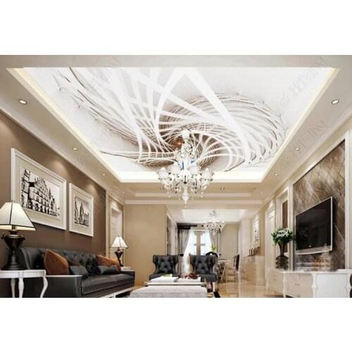 1815 3D White Whirling Printing stretch ceiling film for workshop ceiling decoration