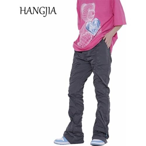 Hip Hop Pleated Wide Leg Sweatpants Men Japanese Streetwear Fashionable Micro Flared Pants Black Loose Casual Sweat Pant Women