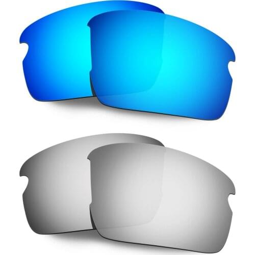 HKUCO Polarized Replacement Lenses For Flak 2.0 Asian Fit OO9271 Sunglasses Blue/Silver 2 Pairs