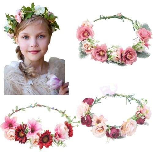 Camellia Flower Crown Festival Headband Women Hair Accessories Headdress Girl Floral Garland Wedding girls hair flower hairpiece