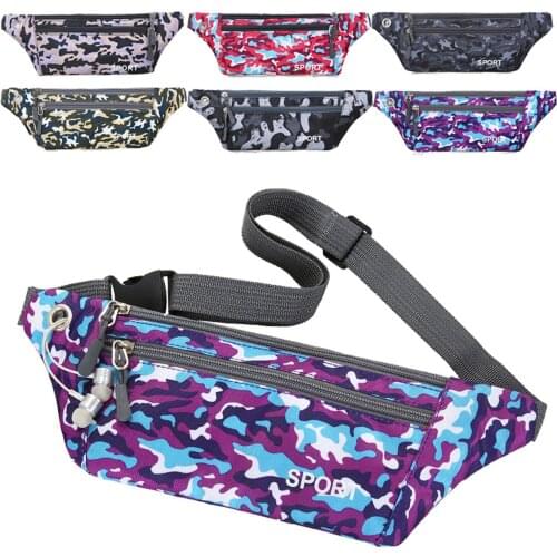 Unisex Camouflage Print Waist Pack Sports Pockets Outdoor Waterproof Running Gym Bag Women Men Multi-function Fanny Bum Bag