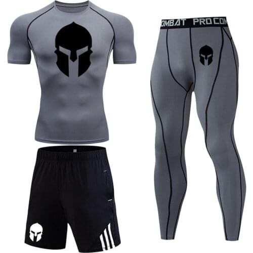 Advantages Of High-End Quality Spartan-Mens Running Wear T-Shirt + Pants 3-Piece Set Sports Gym Fitness Quick-Drying Summer