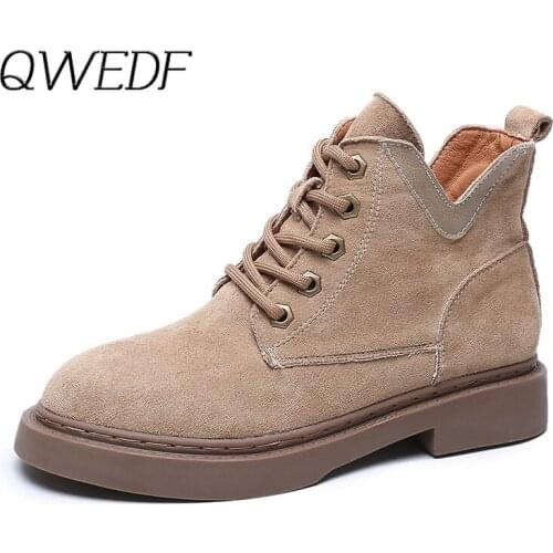 QWEDF 2019 New Women genuine winter boots warm fur women fashion platform shoes retro high-top casual boots botas mujer Z4-11