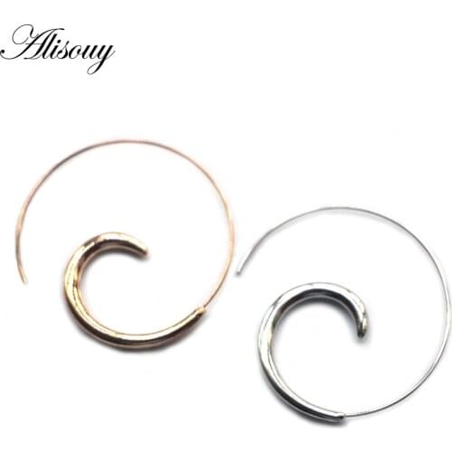 Alisouy 1 pair Fashion New color/Gold Round Spiral Hoop Earrings for Women Girls Lady Gift Best Quality Jewelry drop shipping