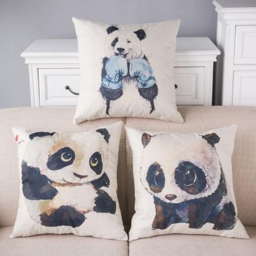 Cute cartoon panda kung fu boxing panda pattern Cushion cover Linen pillowcase 45*45cm decoration pillowcase 340-0037