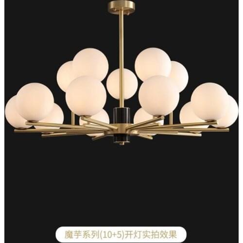 Modern Living Room Copper Chandelier Nordic Glass Ball Chandelier Lighting Fixture For Bedroom/Dinning Room/Hotel Light Fixture