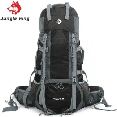 Jungle King new super professional outdoor mountaineering bag nylon high tear strength adjusting 75+10L heavy backpack shoulders