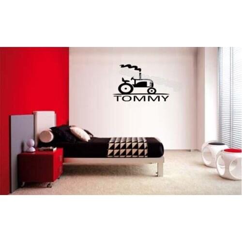 Tractor Custom Name Vinyl Wall Stickers Personalized Boy Name lettering decal home decor Kids Room Wallpaper Design Mural EA887