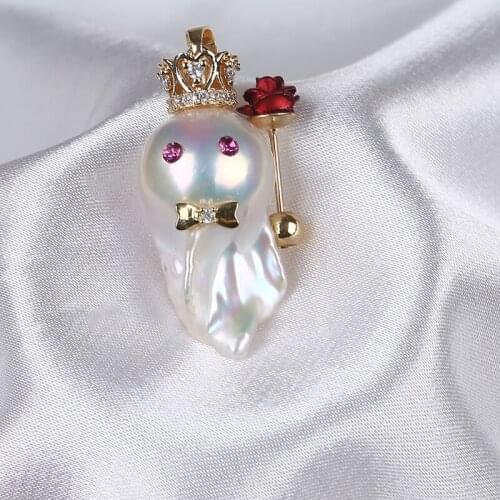 Creative Baroque Pearl Pendant Hand Made Shaped Cute Microscope Monster For Women Necklace Bracelet Charm Accessories