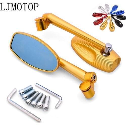 Universal Motorcycle Side Rear View Mirrors Blue Anti-glare Mirror CNC Aluminum For Yamaha VMAX 1700 1200 NMAX 125 Tenere 700