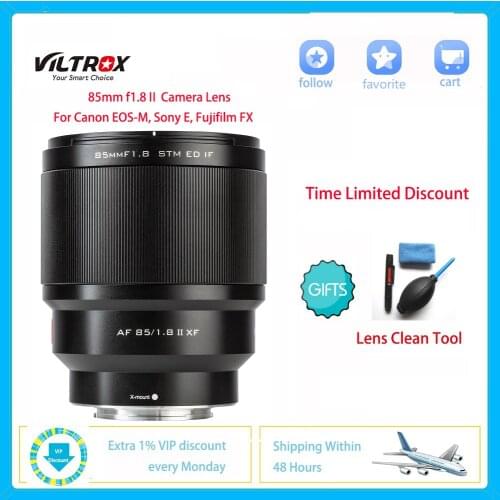 Viltrox 85mm F1.8 II DSLR Camera Lens Full Frame STM Autofocus For Sony E Fujifilm FX X-T3 X20 X-T30 X-T20 X-T100 X-Pro2