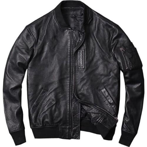 Vintage Air Force Sheepskin Jacket and Coats For Men Plus Size 4XL Retro Mens Real Leather Baseball Jacket Motorcycle Coat A958