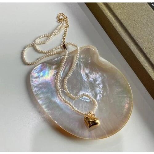 Vintage Simple Delicate Minimalist Real Pearl Necklace Heart Shape/Shell Pendant Choker Necklace 2020 New Real Pearl Jewelry