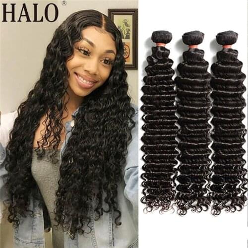 Deep Wave Hair Bundles 30 32 34 40 Inch 1 3 4 Bundles Brazilian Hair Weave Water Wave Human Hair Bundles Curly Hair Extensions