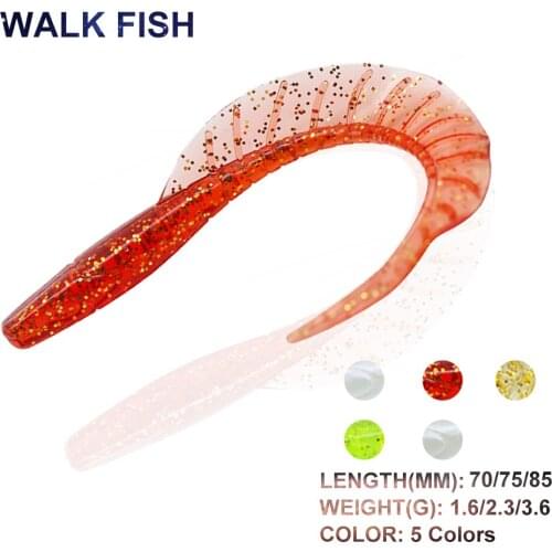 WALK FISH 50Pcs/Lot Luminous Bionic Soft Lures 50mm/60mm/70mm Silicone Swimbait Jig Hook Soft Baits Skirt Tail Wobblers Baits