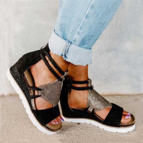 Womens Hemp Rope Sandals 2021 Summer Shoes Ladies Cover Heel Zip Wedge Platform Sandal Female Casual Roman Shoe Plus Size
