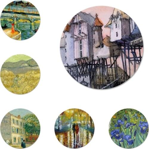 58mm Van Gogh Oil Painting Icons Pins Badge Decoration Brooches Metal Badges For Clothes Backpack Decoration