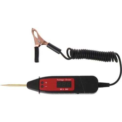 1PC 1.65m Spring Line Car Digital LCD Electric Voltage Test Pen Probe Detector Tester With LED Light for Auto Car Testing Tool