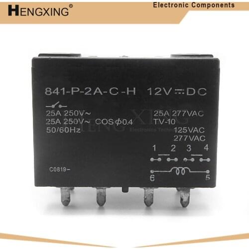 1piece 841-P-2A-C-H 12VDC Relay 25A 6-PIN In Stock