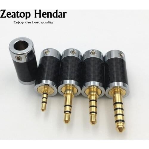 1Pcs HiFi Copper Non Magnetic 2.5mm / 3.5mm / 4.4mm 3 4 5 Pole Stereo Jack Carbon Fiber Repair Headphone Audio Plug Connector