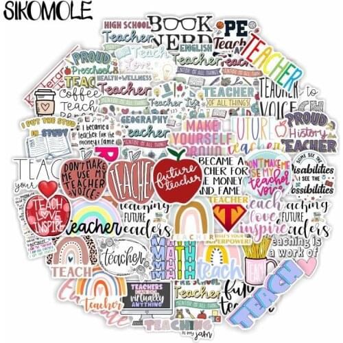 50PCS Retro Inspirational Teachers Day English Love Graffiti Stickers For Guitar Skateboard Snowboard Luggage Decals Sticker F4