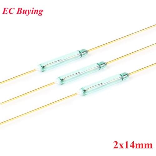 100pcs Reed Switch 2x14mm 2*14mm Magnetic Control Switch Green Glass Normally Open NO Contact For Sensors 100% Original NO