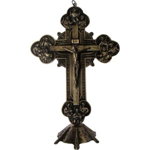 12 Apostles Cross INRI Christian Jesus Emmanuel Catholic Holy Ornament Jesu Crucifix Lamb of God Wall Hanging Decor about 32.5CM