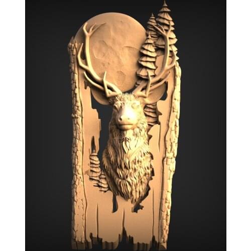 Deer 3D STL Model for CNC Router Carving Machine Artcam aspire_Animal decoration