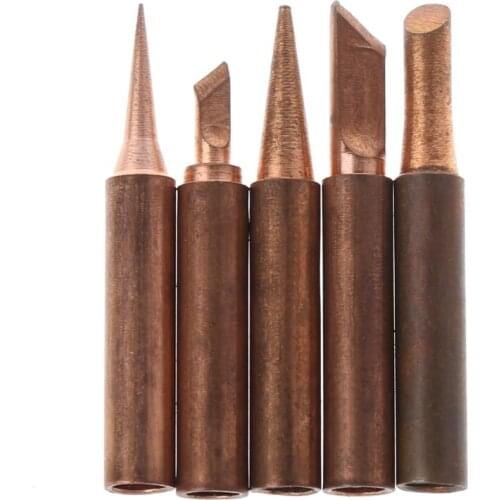 5 Pcs Pure Copper 900M-T Soldering Iron Tip Lead-free For Hakko Soldering Rework Station Soldering Tips W315