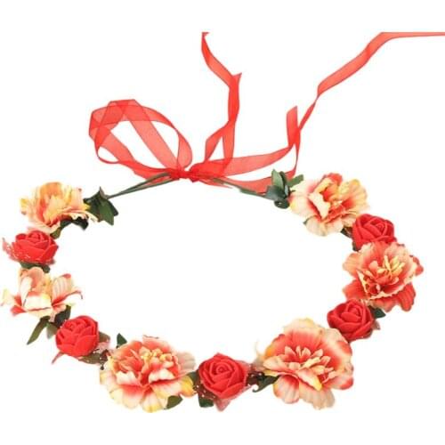 6 Colors Adult Kids Irregular Faux Rose Flower Headband Flower Girls Bridal Wedding Gradient Colored Wreath Crown Mesh Headpiece