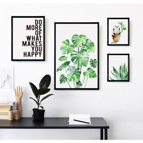 Watercolor Cactus Cat Multi - Meat Plant A4 Canvas Art Painting Print Poster Picture Wall Living Room Home Decoration Murals