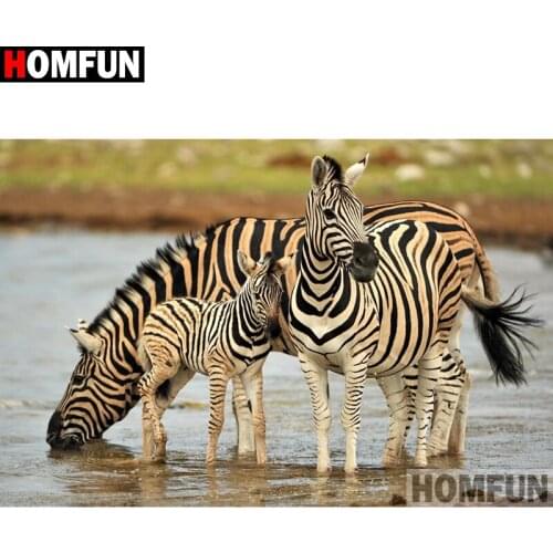 HOMFUN Diamond Embroidery DIY Diamond Painting Cross Stitch Kit "Zebra family" 5D Needlework Diamond Home Decoration A26106