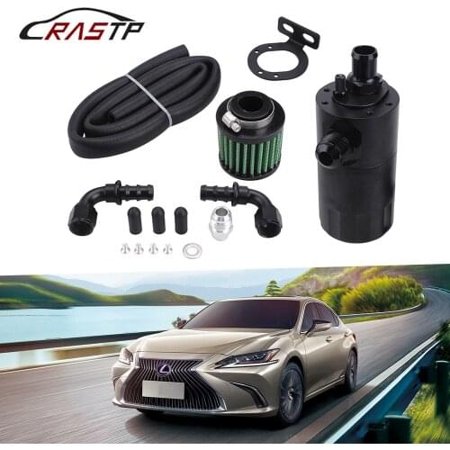 600ml Aluminum Baffled Car Oil Catch Can Tank Separator Reservoir Oil Catch Tank with Drain Valve Breather RS-OCC052