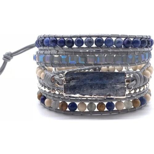 Hot Sale 1Pcs Fashion Woven Bracelet Stone Cowhide Rope Bracelet Bohemian Creative Multi-layered Bracelet Drop Shipping