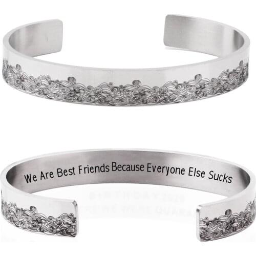Wave Bracelet We Are Best Friend sletter Bracelets Are Not Blood But Heart Cuffs Stainless Steel Birthday Gift Jewelry for Women