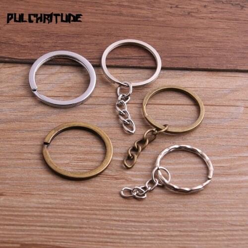 10pcs 3 Style Key Ring Key Chain 2 Colors Plated 30-50mm Long Round Split Keychain Keyrings Wholesale P6682