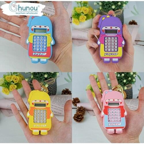 Cartoon Keychain Mini Computer Anime KeychainCreative Student Calculator Key Chain Accessories Couple Bag Pendant Gift Key Chain