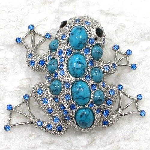 Rhinestone Blue brooch Frog Pin brooches C623 B