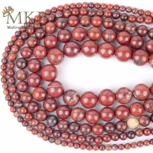Wholesale Natural Round Beads Red Jaspers Stone Loose Beads for Jewelry Making Bracelet Necklace Jewellery 4 6 8 10 12mm 15inch