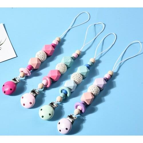 Colorfull Silicone Baby Pacifier Clips DIY Funny Pacifier Chain For Infant Feeding Toddle Teething Chew Toy Dummy Clips Holder