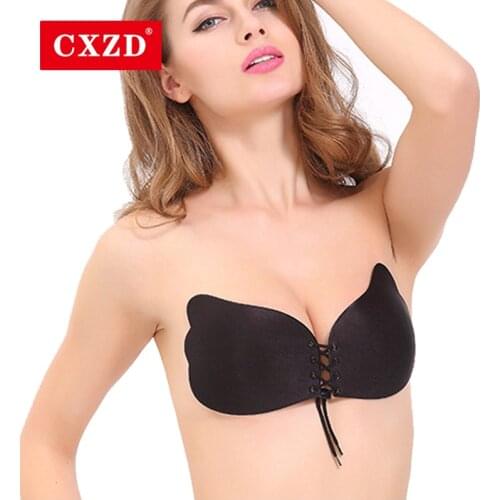 CXZD Women Invisible Bra Super Push Up Seamless Self-Adhesive Sticky Wedding Party Front Strapless A B C D Cup Fly Bra
